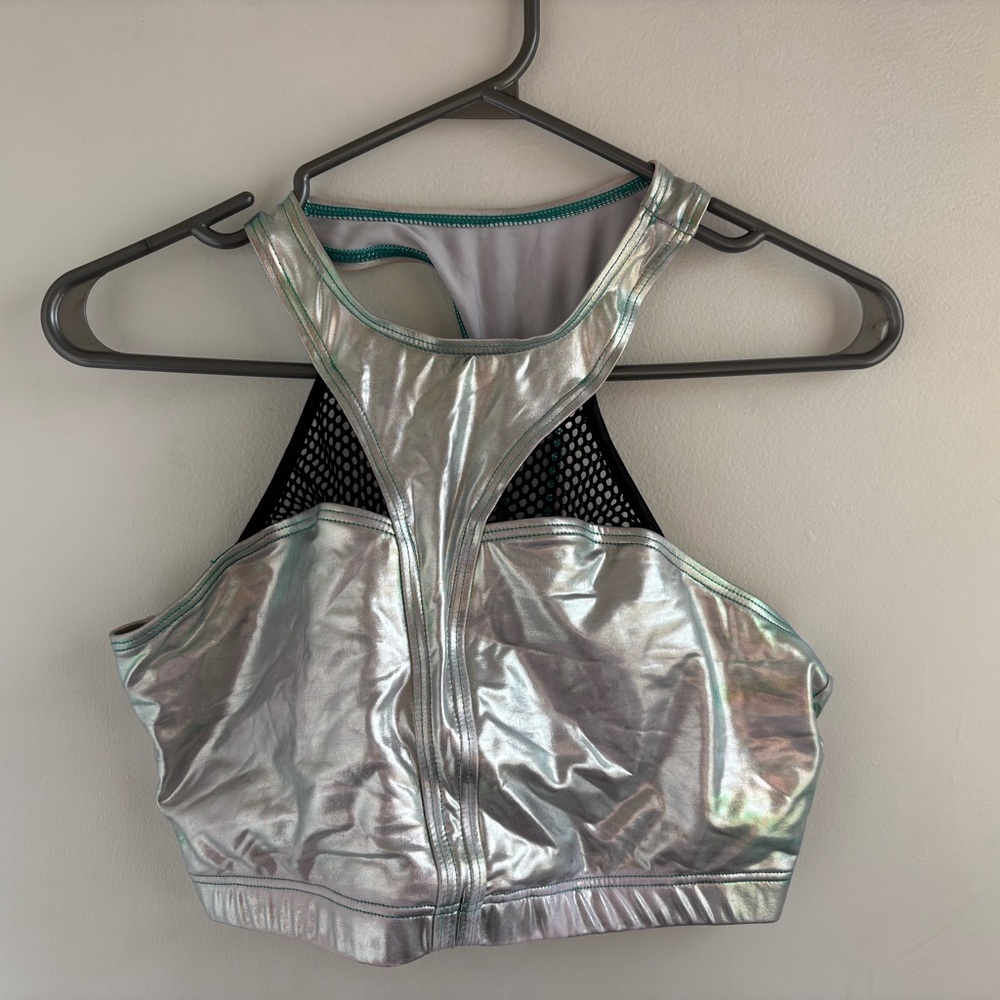 Metallic Silver Dance Crop Top